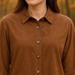 Talbots‎ Women’s Stretch Fall Vibes Blouse Brown Medium Goblincore SZ Medium